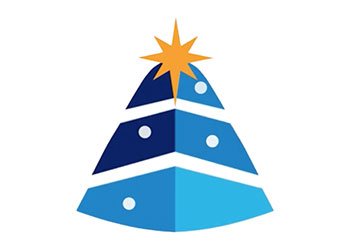 IBEX logo icon as a holiday tree with a gold start on top